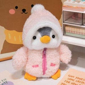 ONIBENZ Cuddly Penguin Plushie in Designer Fleece Zip-Up Hoodie – Soft Kawaii Dress-Up Stuffed Animal -Soft Pink