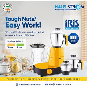 Haus Strom IRIS (Black&Yellow) Mixer Grinder 1000Watt