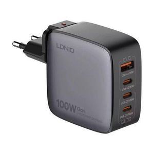 LDNIO Q408 100W GaN Super Fast Charger UK Plug 4-Port USB PD Charger for laptop and phone