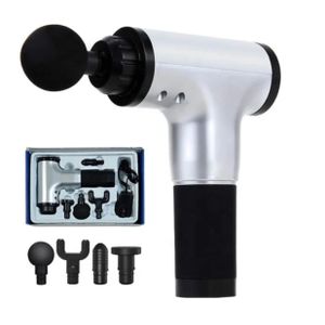 Handheld 6 Speeds Fascia Massage Gun Electric Body & 4 Heads Silver