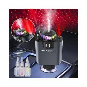 5in1 Aroma Diffuser Car Roof Starlight Fast Car Charger Adapter 3ft Retractable Cable 66W USB A & USB C Compatible With All Phones, IPad And Gadget