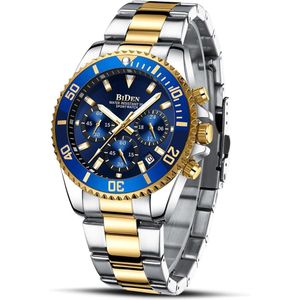 Biden Men's Watch Business Luminous Waterproof with Gift Box and Watch Adjuster - Rose Gold