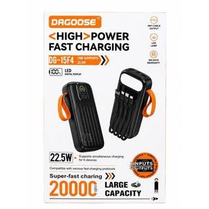 DAGOOSE 20000mah Super Fast Charging with 4 in 1 attached cords. 22.5W