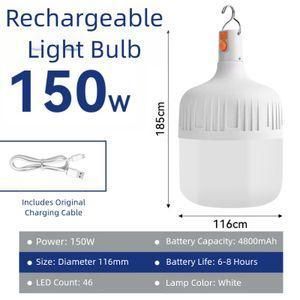 150W Rechargeable LED Light Bulb – Cool White, Portable for Home, Outdoor & Street Stall Use