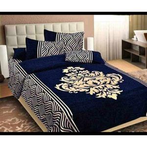 Complete Home Design Duvet Bedsheet Bedspreed With Pillowcases - Deepblue/Cream