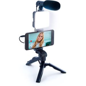 All-in-One Phone Video Making Kit: LED Fill Light + Shotgun Microphone + Desktop Tripod Durable Portable Vlogging Gear for Live Streaming, Outdoor Recording & Social Media Content (Boost Your Phone Video Sound & Lighting Quality)