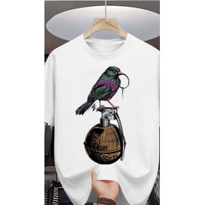Quality cotton white round neck tshirt with design 