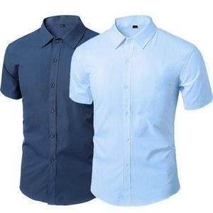 2-in-1 Men's Short Sleeve Shirt-Navy Blue/Blue