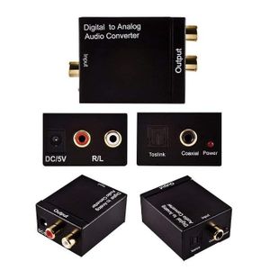 Digital Optical Coax to Analog RCA Audio Converter Adapter with Fiber Cable