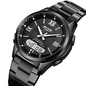 Skmei Double Time Men's Fashion Waterproof Black Bracelet Digital Wristwatch