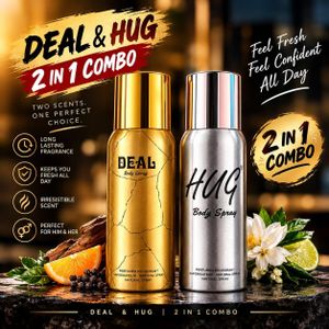 NAFDAC: 02-7121, A2-0383 DEAL AND HUG NATURAL SCENT BODY SPRAY (2 IN 1 COMBO) - 100ML EACH