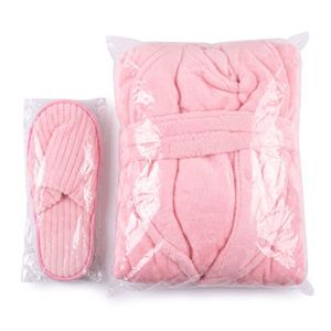 Beautiful Pink Bathrobe And Footwear 