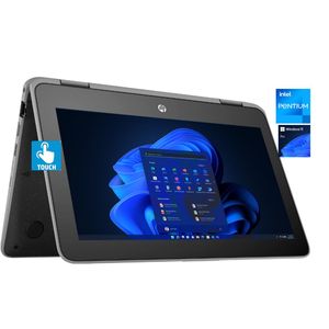 Hp  Probook 11 - TOUCH- 512GB SSD/4GB RAM-Intel PENTIUM QUAD CORE WIN 11 Pro Laptop +Mouse &USB Light