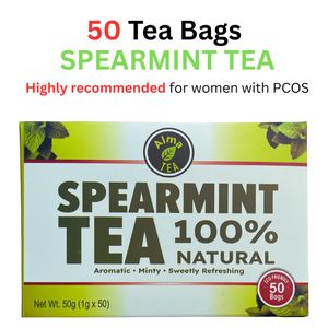 PCOS Nutrition Natural Spearmint Tea Bags – Herbal Tea for PCOS Management, Hormonal Health & Stress Relief 50 Tea Bags