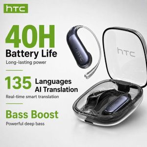 HTC  NE38 Open-Ear Wireless Earpod with Deep Bass,Noise Cancelling ,Touch Control Earbuds,AI Translation,Bluetooth 6.0
