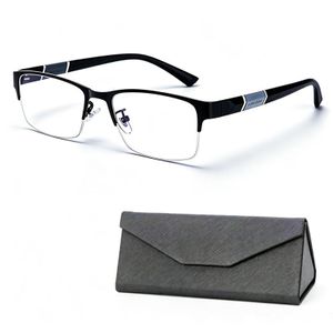 Unisex Half-Rim Anti Blue Light Glasses, Computer Screen Eyeglasses, Equipped with Foldable Glasses Case for Office Work, Gaming, Online Classes, Mobile Phones, Laptops, Reading and Casual Wear