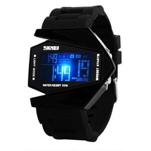 Skmei Digital Multi Color LED Light Sport Silicon Watch -Black