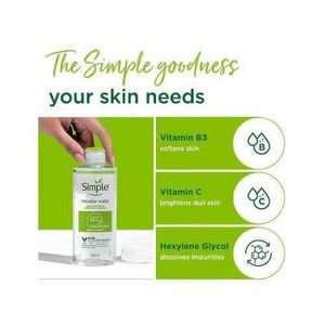 Simple Kind to Skin Micellar Cleansing Water, a gentle no-rinse cleanser.