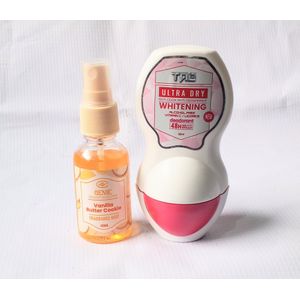 Perfume Special 2 in 1 Combo of Genie Vanilla Butter Cokkie Body Spray 40ml Creamy Yellow  and Tag White Roll On 50ml (Unisex), NAFDAC Number: Spray: A2-107625,  Roll On: A2-105061