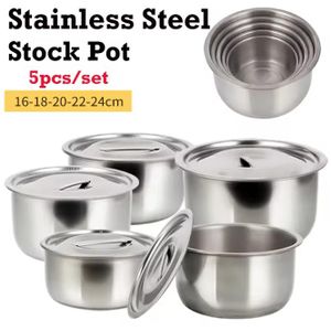 5PCS Stainless Steel  Cooking Pot Cookware Set,Multipurpose Cooking Pot with Lid