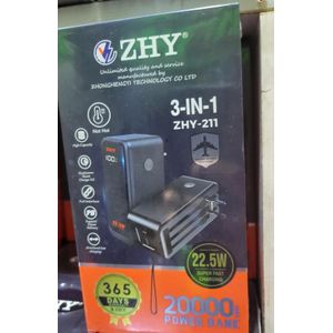 20000mAh 22.5w Fast Charging Power Bank With Inbuilt 2pin Charger & Cable