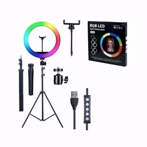 SML 10-Inch RGB LED Ring Light with Tripod Stand & Phone Holder – Soft Rainbow Selfie Light