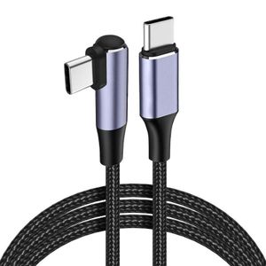 100W PD USB C to C Cable Quick Charge 4.0 Right Angle Wire 90 Degree