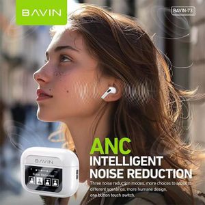 Bavin BA-73 Wireless Bluetooth 5.3 Earbuds with Full-Color Touch Screen Charging Case ANC Noise Cancellation 360mAh Battery Smart Touch TWS Earphones active noise cancellation earbud