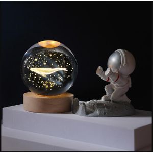 WhaleCrystal Ball Night Light, 3D Crystal Ball With LED Wooden Base, Ambient Decorative Ball, Glass Ball Ornament, USB Powered - WhaleDesign