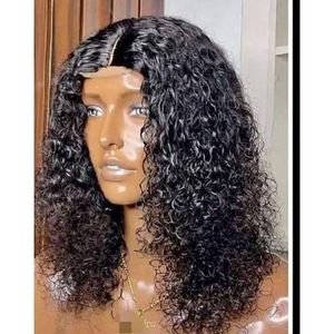 14" Water Curly Wig With T frontal Natural Colour