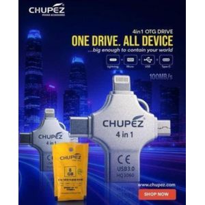 Chupez 4in1 OTG Flash Drive 8GB/16GB/32GB/64GB - USB 3.0, Lightning, Type-C, Micro USB for iPhone & Android