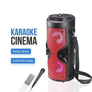 Speaker With Microphone, Remote & Belt ZQS-4209 Cylinder Shaped - Outdoor Bt Subwoofer Speaker with Karaoke System, Big Portable Speakers Wireless Party Super Bass Speaker Subwoofer.