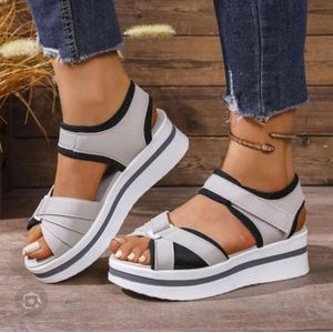 Genetic Women’s Cross Strap White Sandals – Open Toe Casual Comfort Flats with Adjustable Ankle Strap