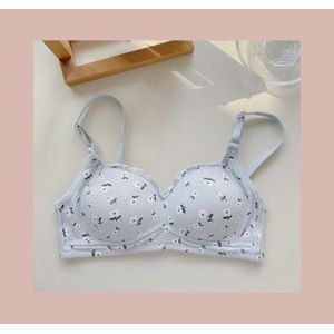 Flower Printed Wire Free Seamless Women's Bra Sexy Gathered