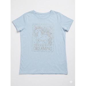 Primark Girl's Cotton Unicorn Turn-up sleeve T-shirt 