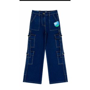 Girl Premium Wide-Leg Utility Cargo Jeans