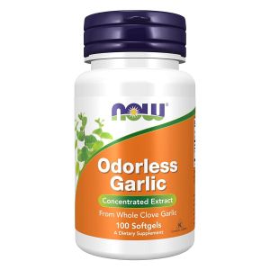 Now Odorless Garlic – Concentrated Extract – From Whole Clove Garlic – 100 Softgels
