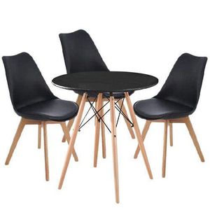 Round Dining Table With  Chairs - BLACK