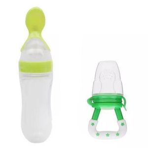 Baby Fruit Feeder Pacifier + Squeeze Feeding Spoon