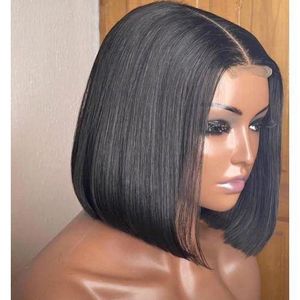 Quality blunt straight bob wig with 2 by 6 original closure natural color 8 inches