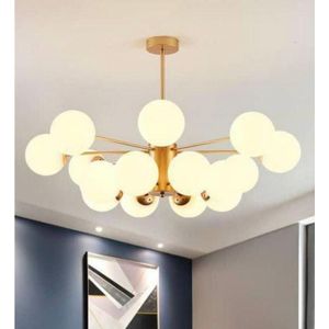 Modern 15-Head Globe Chandelier-Gold Sputnik Ceiling Light With Frosted Glass Balls For Living Room, Dining,Hotel, Office 
