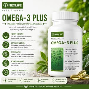 Neo Omega-3 Plus - 90 Capsules (Single) Omega 3 Supplements. Omega 3 Salmon Oil. Omega 3 Fish Oils