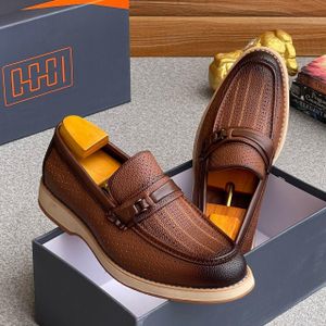 Oggi New Breathable Leather Coffee Shoes For Men With Quality Grip Designed Sole For Durability - Men's Choice