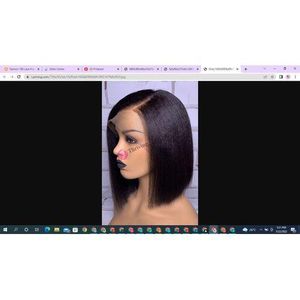 Fashion Cabinet Heat Resistan Bob Frontal Kinky-straight-yaki-hair-wig -