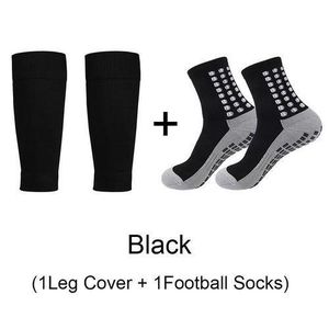 2-Pair Set of Professional Football Thick Socks Guards Kit For Sport Highly Elastic - black