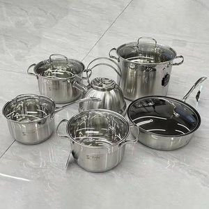 6-Piece Stainless Steel Cookware Set with & Glass Lids