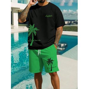 A Unisex Beach Wear Short Sleeve Shirt and Shot Joggers