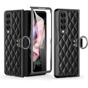 Samsung galaxy z fold 4 5g leather Case with screen protector surface And Ring holder 