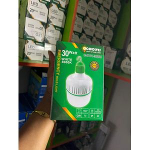  30W Emergency LED Bulb Light (Model: E-BT01-30WH) – 8000K Cool White with 4-6 Hour Backup