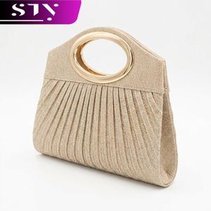 STY Lady Evening Bags Elegant Clutch Bag Terylene Mini Handbags Wrinkle pattern Bag